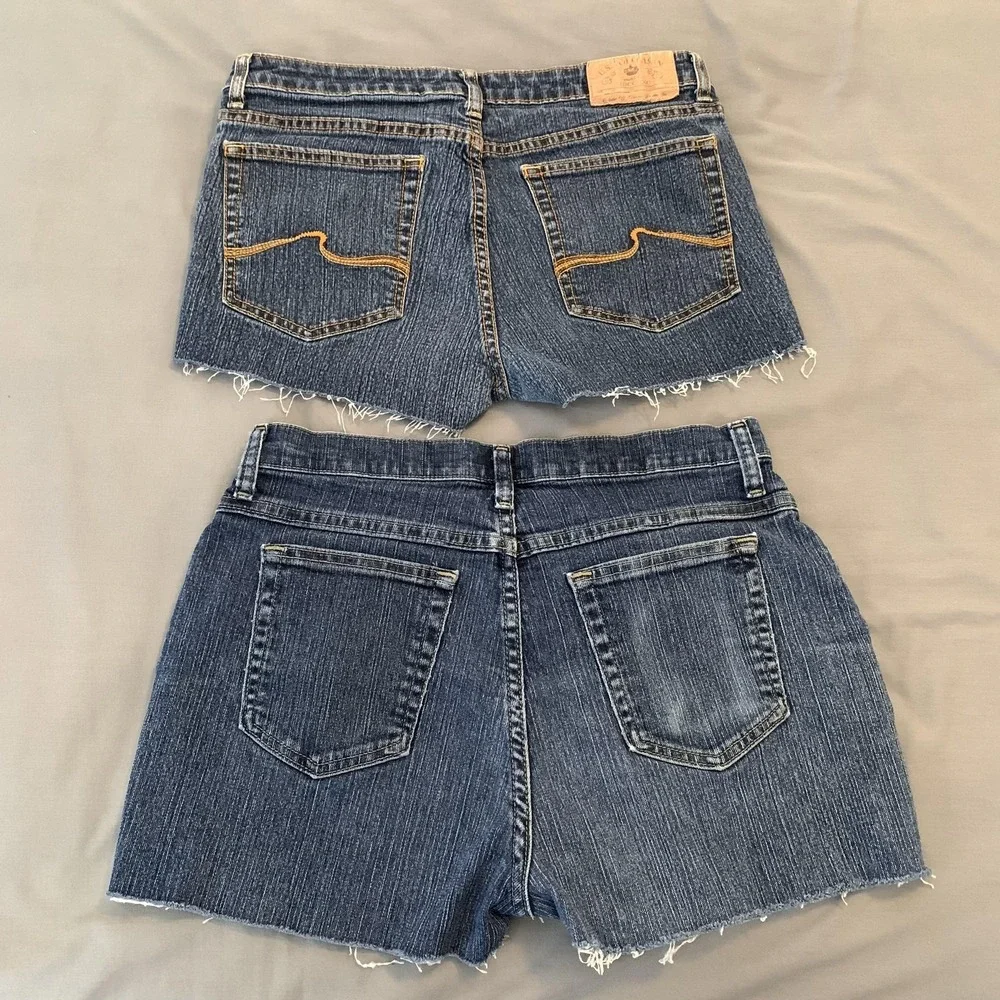 Riders By Lee U.S. Polo Assn‎ Shorts Womens 10 Blue Denim Cutoff Frayed Lot Of 2